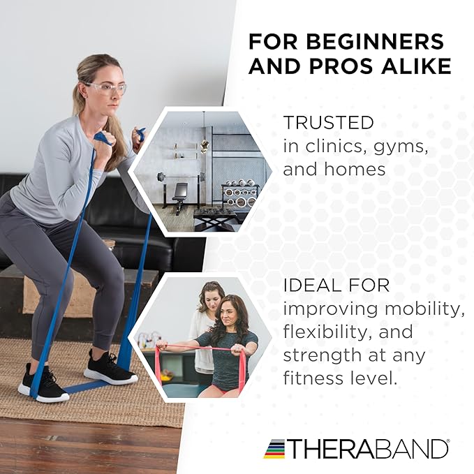THERABAND Resistance Band 25 Yard Roll, Non-Latex Professional Elastic Stretch Bands for Upper & Lower Body Exercise Workouts, Physical Therapy, Lower Pilates, Flexibility, & Rehab, Dispenser Box