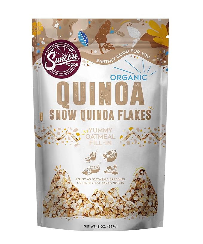 Suncore Foods Organic Snow Quinoa Flakes, Gluten-Free, Non-GMO, 8oz (1 Pack)