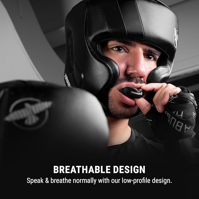 Hayabusa Combat Sports Mouth Guard Youth, Kids and Adult Sizes Comes with Case - Black/Red, Adult