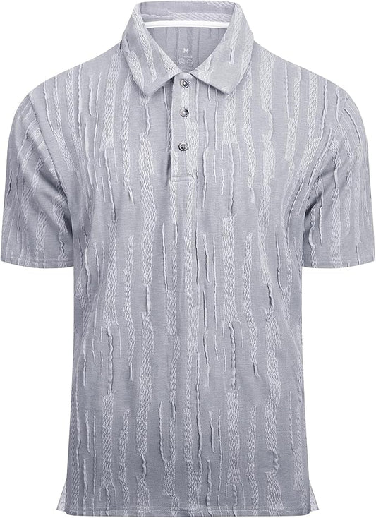 Esabel.C Golf Shirts for Men Dry Fit Performance Short Sleeve Print Moisture Wicking Collared Shirt