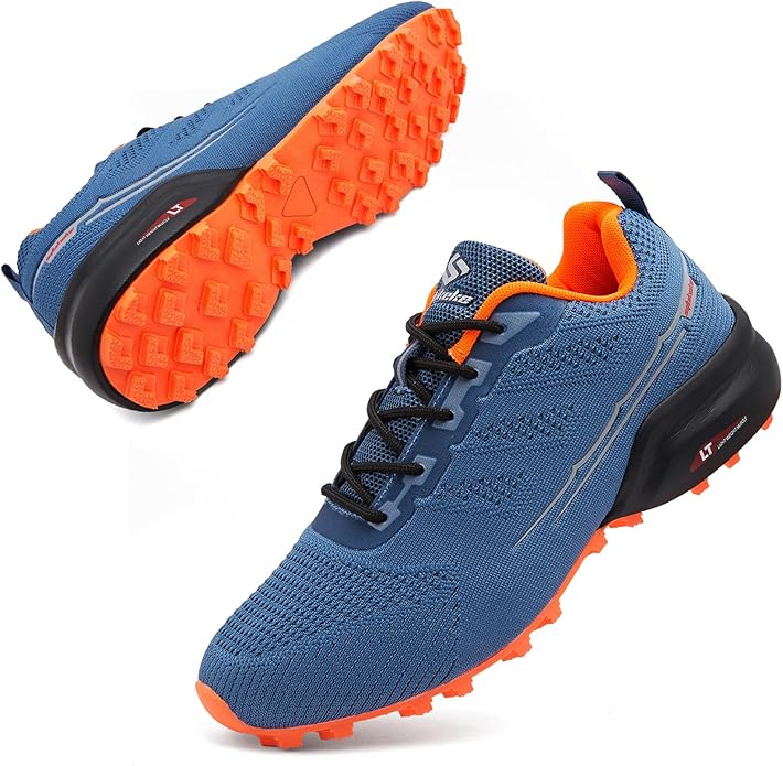 Men's Trail Running Shoes Lightweight Breathable Walking Hiking Sneakers Outdoor Athletic Tennis Cross Training Shoes