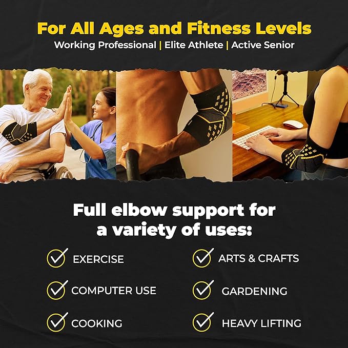 CopperJoint Elbow Compression Sleeve – Copper Infused Design Elbows Sleeve, Arm Brace, Tennis Elbow Brace for Women & Men, Arm Compression Sleeves Men for Golf, Bowling, Sports - Single
