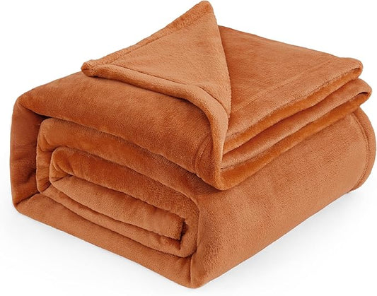 Bedsure Fleece Blankets Queen Size Mango - 280GSM Soft Lightweight Plush Cozy Blanket for Bed, Sofa, Couch, Travel, Camping