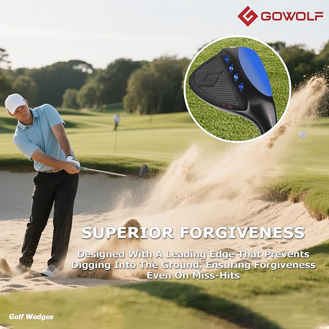 Gowolf Premium Forged Full Face Golf Wedges 50/52/54/56/58/60 Degree Individual or Sets for Men, Right Hand Gap Wedge Sand Wedge Lob Wedge, Golf Clubs CNC Milled Face for More Spin - Great Golf Gifts