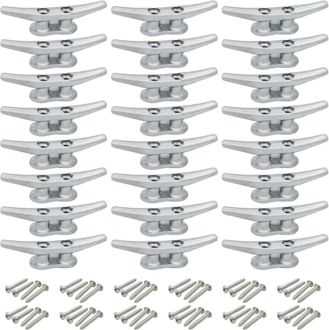 4 inch Dock Cleats 4/6/8/12/16/20/24 Pack,Boat Dock Cleats Rope Cleat Marine Cleats Iron Boat Cleats with Hardware ldeal for Deck,Nautical Decor,Cleats for Boat Dock,Boat Tie Down Cleats