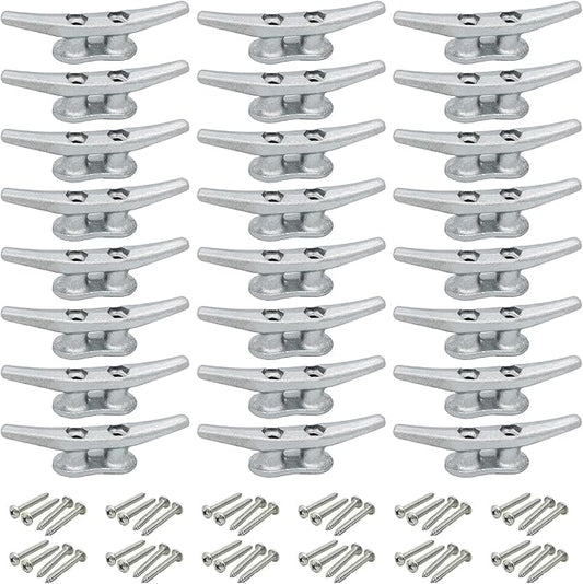 4 inch Dock Cleats 4/6/8/12/16/20/24 Pack,Boat Dock Cleats Rope Cleat Marine Cleats Iron Boat Cleats with Hardware ldeal for Deck,Nautical Decor,Cleats for Boat Dock,Boat Tie Down Cleats