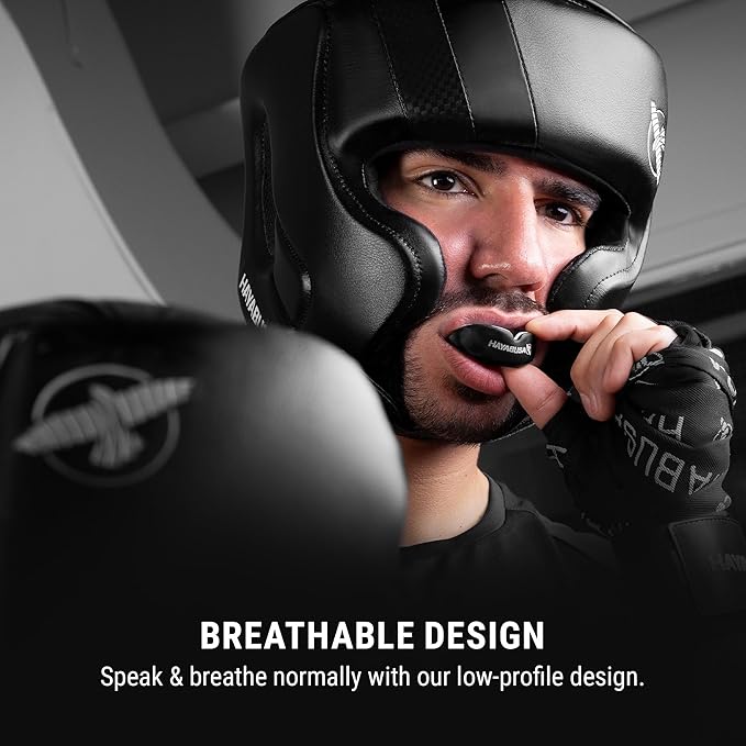 Hayabusa Combat Sports Mouth Guard Youth, Kids and Adult Sizes Comes with Case - Black/White, Adult