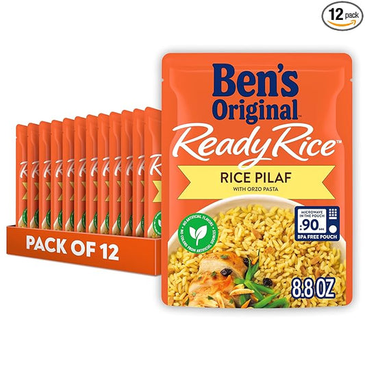 BEN'S ORIGINAL Ready Rice Rice Pilaf Flavored Rice, Easy Dinner Side, 8.8 oz Pouch (Pack of 12)