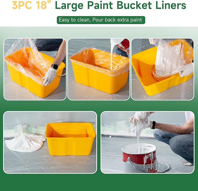 VOOMEY 23PC 18 Inch Paint Roller Kit,18" Paint Bucket, Small Paint Roller Set,Microfiber Paint Roller Covers,Paint Roller Extension Pole,Makes Working on Your Large Painting Projects Easy and Fast