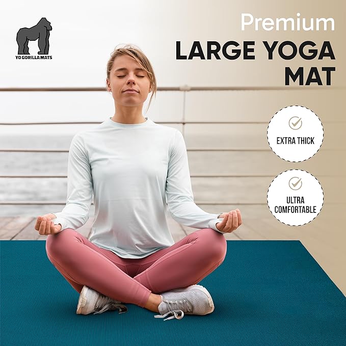 Gorilla Mats Premium Extra Large Yoga Mat – 15' x 6' x 8mm Extra Thick & Ultra Comfortable, Non-Slip Barefoot Exercise Mat – Works Great on Any Floor for Stretching, Cardio or Home Gym Workouts