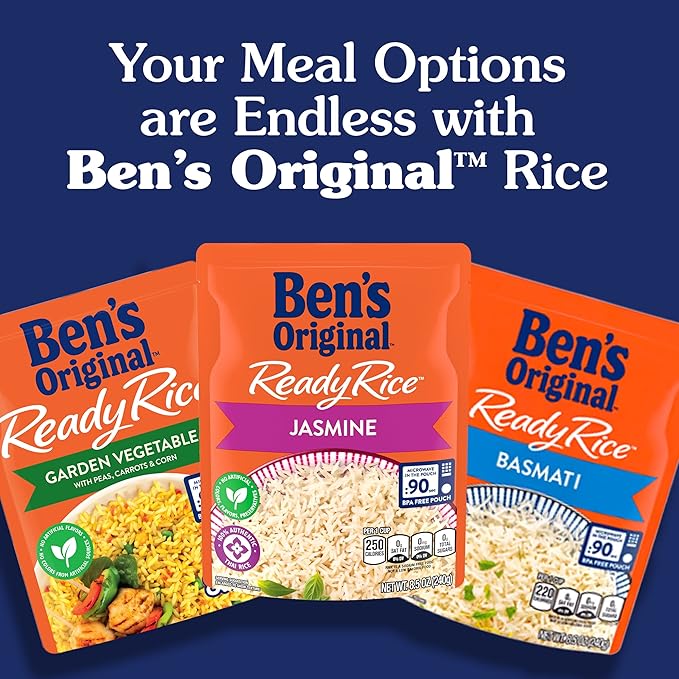BEN'S ORIGINAL Ready Rice Jasmine Rice, Easy Dinner Side, 8.5 oz Pouch (Pack of 12)