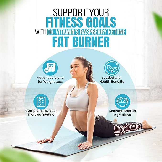 DR VITAMIN SOLUTIONS Fat Burner for Women with GLP-1 Support - Weight Loss Supplements with Raspberry Ketone Powder, Green Tea, Kelp - Natural Weight Loss Pills for Women & Men - 30 Diet Pills