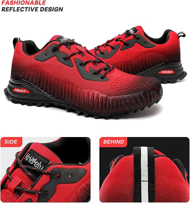 Kricely Men's Trail Running Shoes Fashion Walking Hiking Sneakers for Men Tennis Cross Training Shoe Outdoor Snearker Mens Casual Workout Footwear