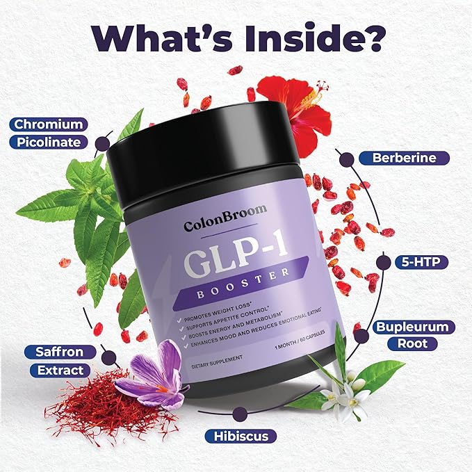 ColonBroom GLP-1 Weight Management Supplement for Women & Men - GLP1 Supports Gut Health, Metabolic Wellness & Appetite Regulation for Diet - Vegan, Gluten-Free, Non-GMO Diet Fiber Capsules - 60 Count