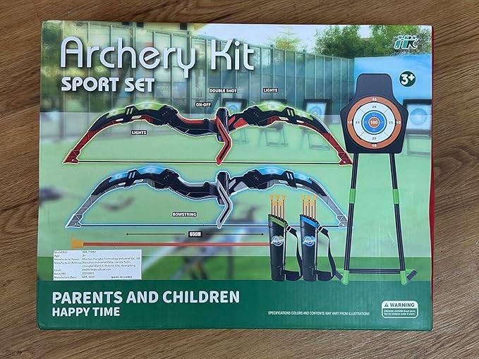 LED Standing Target Archery Set with Bow & Arrows for Kids 4-12 Years Old, Outdoor Sports Toy Gift for Boys & Girls