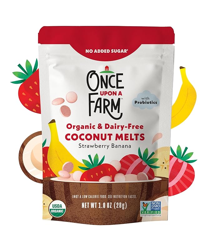 Once Upon A Farm Strawberry Banana Coconut Melts with Probiotics, Organic, Dairy Free, 1 Ounces (Pack Of 8)