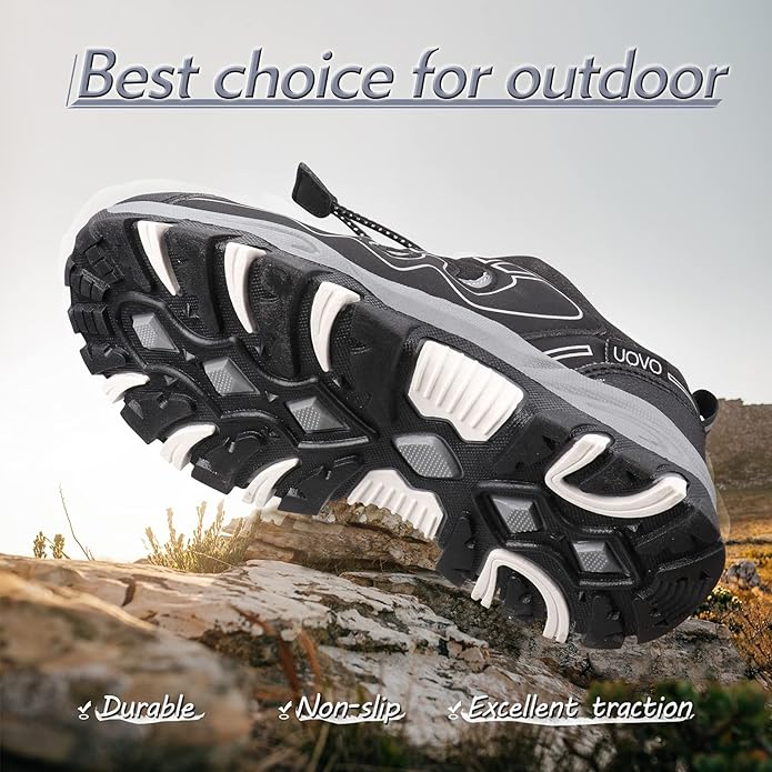 Boys Girls Hiking Trail Shoes Waterproof Slip Resistant Outdoor Trekking Walking Running Sneakers(Little/Big Kids)