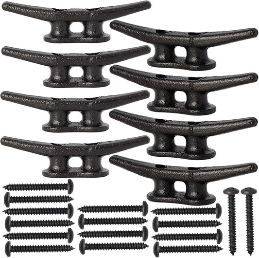 4 inch Dock Cleats 4/6/8/12/16/20/24 Pack,Boat Dock Cleats Rope Cleat Marine Cleats Iron Boat Cleats with Hardware ldeal for Deck,Nautical Decor,Cleats for Boat Dock,Boat Tie Down Cleats