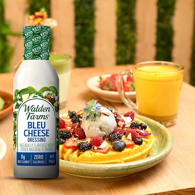 Walden Farms Bleu Cheese Dressing - Calorie-Free, Gluten-Free, Low Carb, Keto-Friendly, Sugar-Free, Rich Bleu Cheese Flavor, (12 oz Bottle x 2)
