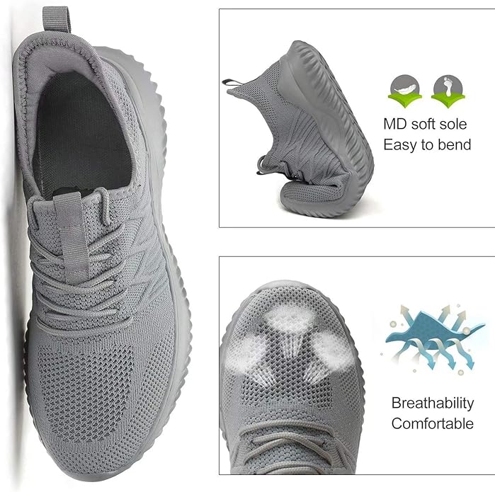 Mens Running Shoes Slip-on Walking Sneakers Lightweight Breathable Casual Soft Sole Trainers
