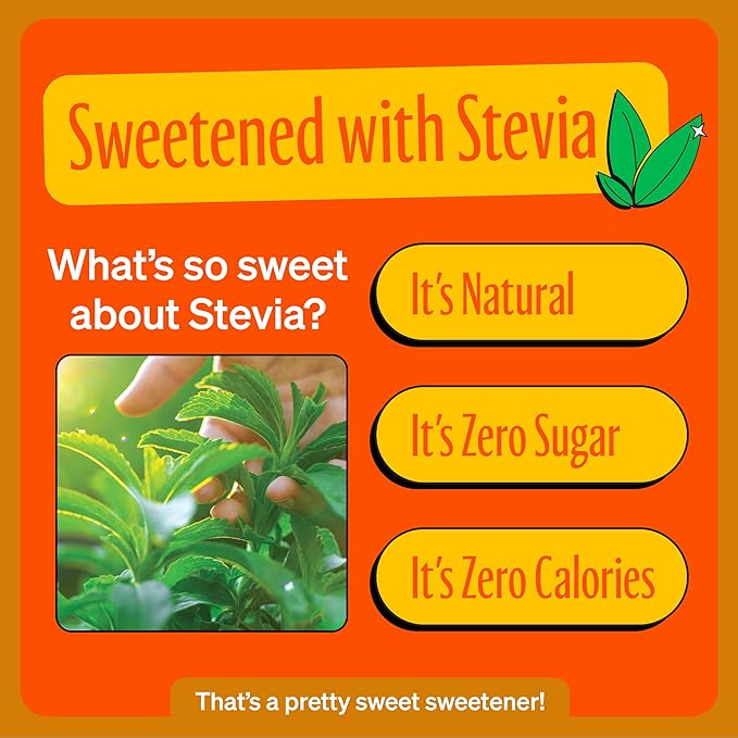 Zevia Zero Sugar Soda, Orange, 12 oz Cans (24-Pack) – Naturally Sweetened, Non-GMO Project Verified, Gluten-Free, Vegan