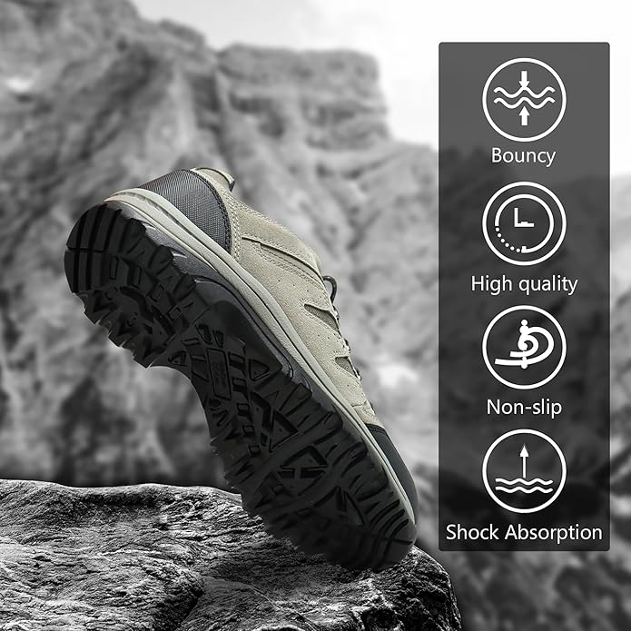 CC-Los Men's Waterproof Hiking Shoes Outdoor Comfortable Trekking Shoe Lightweight Working Sneaker