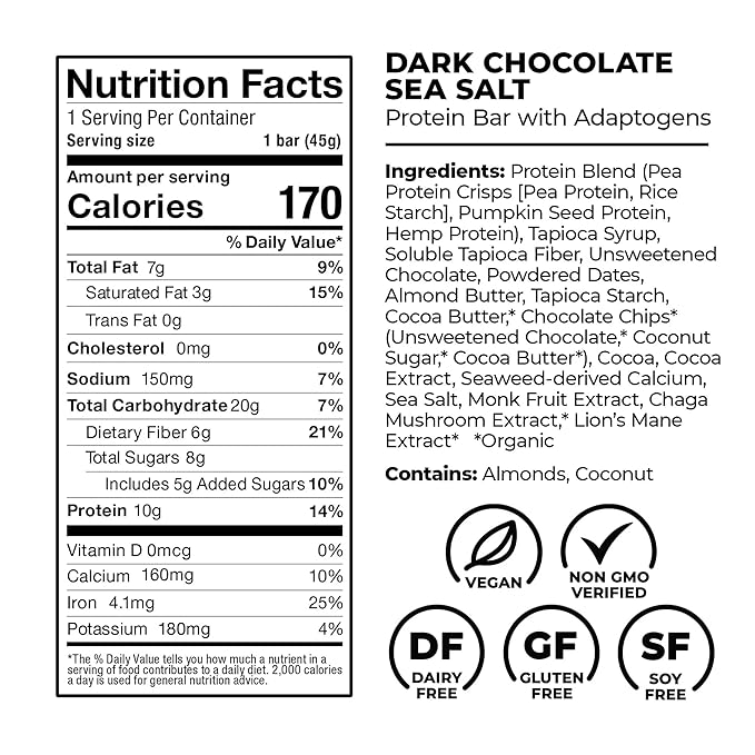 Laird Superfood Functional Protein Bars – Protein Bar but Better with Real Ingredients, Functional Mushrooms 10g Plant-Based Protein, 6g Fiber - Non-GMO - 5 Flavor Variety Pack, 10 Count (Pack of 1)