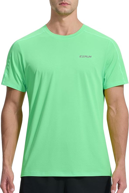 EZRUN Men's Lightweight Short Sleeve T-Shirt Quick Dry Workout Running Athletic Swim Shirts Fishing Rash Guard