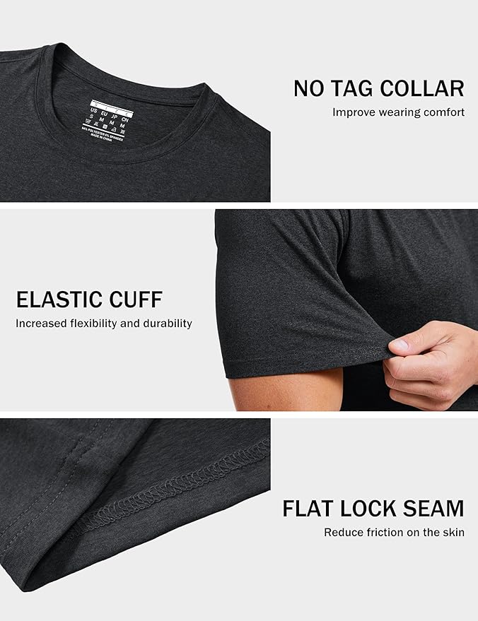 MAGCOMSEN Men's Dry Fit Workout Shirts Short Sleeve Tee Shirts Moisture Wicking Athletic Running Performence Tshirts