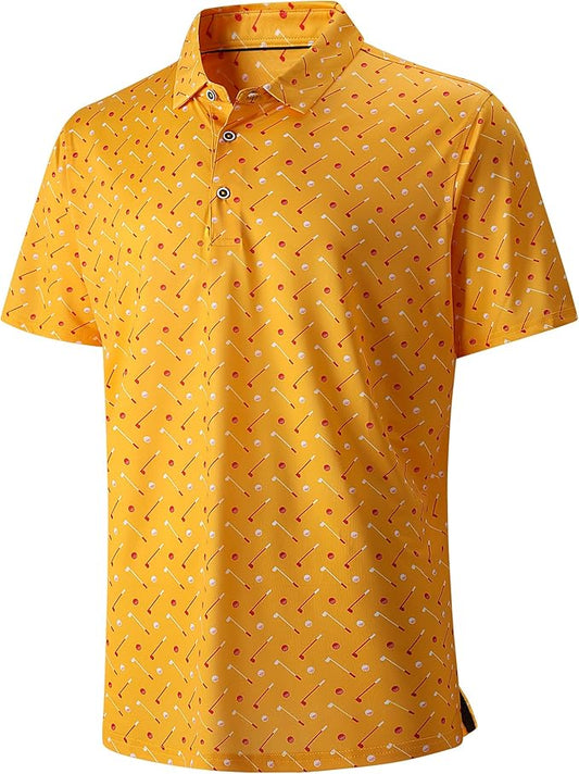 Damipow Premium Golf Shirts for Men Dry Fit Performance Polo Short Sleeve Collared Shirt