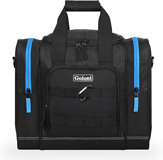 Goloni Bowling Ball Bag for Singer Ball with Padded Ball Holder, 2 Pockets fit Bowling Shoes Up to Mens Size 14 and Accessories