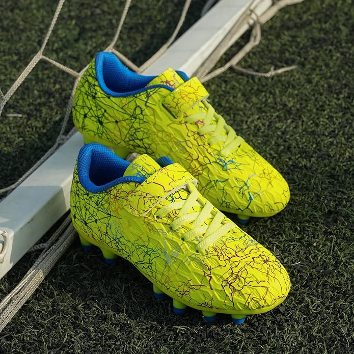 brooman Kids Firm Ground Soccer Cleats Boys Girls Football Cleats with Soccer Socks