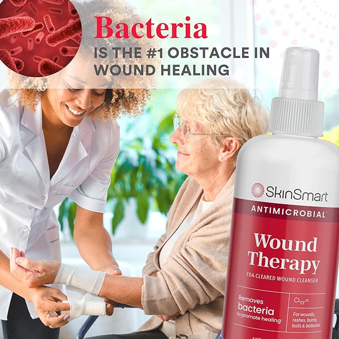 SkinSmart Antimicrobial Wound Therapy, Hypochlorous Acid Safely Removes Bacteria so Wounds Can Heal, 2 Ounce Clear Spray (Pack of 3)