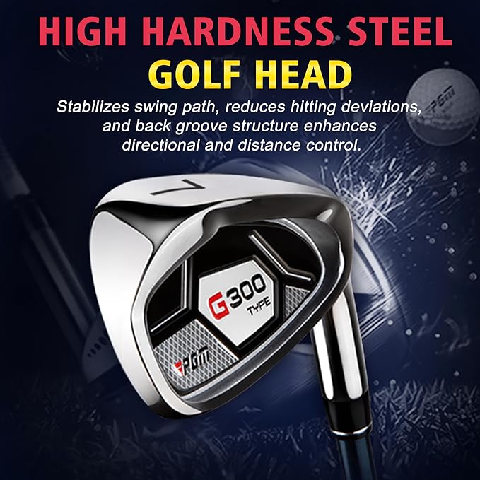 PGM Men's G Type Complete Golf Club Set - Titanium #1 Driver, Draw-Biased Hybrid, High-Strength Iron Set, High Forgiveness Putter, with Stand Bag