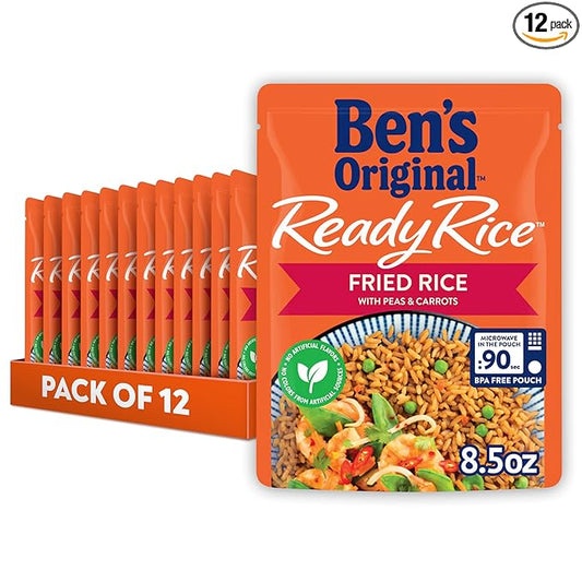 BEN'S ORIGINAL Ready Rice Fried Flavored Rice, Easy Dinner Side, 8.5 oz Pouch (Pack of 12)
