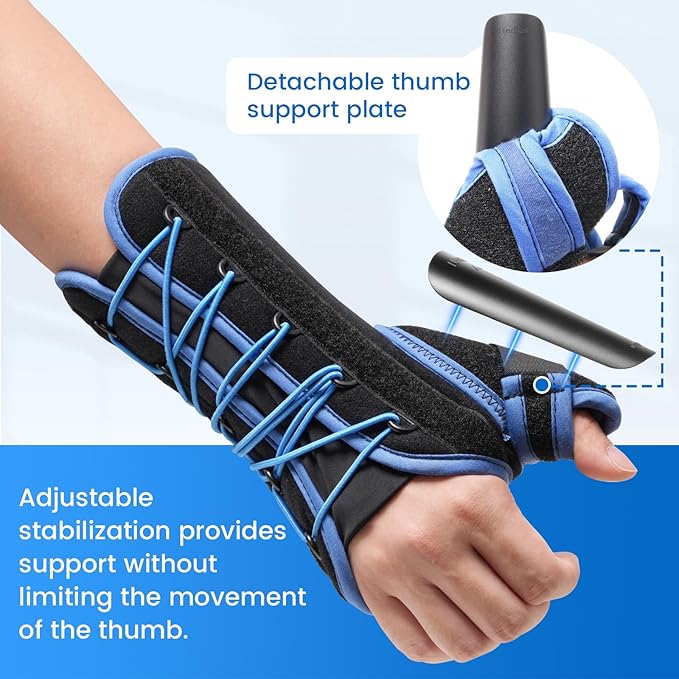 Velpeau Carpal Tunnel Wrist Brace with Thumb Stabilizer Night Support, Stabilizes Wrist Thumb Joint, Pain Relief for Tendonitis, De Quervain's Tenosynovitis, Arthritis (Drawstring, Left Hand, L)