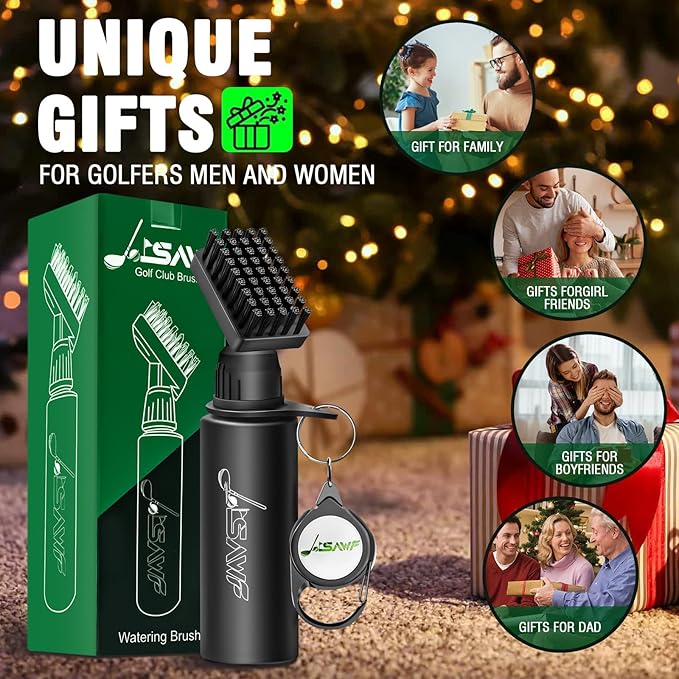 JOISAWF Golf Club Cleaner Brush with Water - 7.5” Pro Golf Groove Cleaner, Leak-Proof Design, 4 Oz Water Bottle & Retainer Clip - Essential Golf Accessories for Men & Women