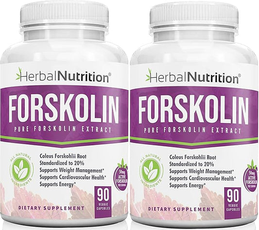 Forskolin for Weight Loss, 250mg-500mg Max Strength Forskolin Two Pack 90 Count Bottles, 20% Extract of Pure Forskolin, Ideal Diet and Athletes Formula!