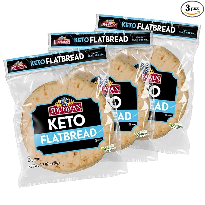 Toufayan KETO Flat Bread | Keto Friendly, Zero Sugar, 7g of Protein per serving (3 Pack)