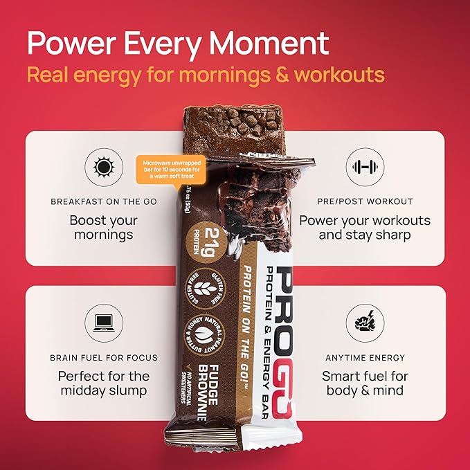 ProGo Protein Bars, Low Sugar, High Protein Snacks (Up to 22g) - 95% Pure Isolate for Faster Muscle Growth & Recovery, Low Calorie, Sweetened w/Peanut Butter & Honey (4-Count, Starter Pack)