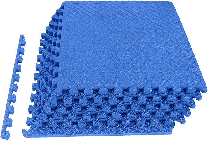 Puzzle Exercise Gym Flooring Mat, 1" Thick High-Density EVA Interlocking Tiles Workout Mat for Home Gym, Fitness Equipment, MMA, Gymnastics, 6-Piece Shock-Absorbing Exercise Mat (24 Sq Ft)