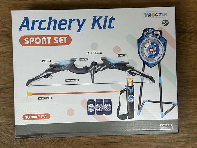 LED Standing Target Archery Set with Bow & Arrows for Kids 4-12 Years Old, Outdoor Sports Toy Gift for Boys & Girls