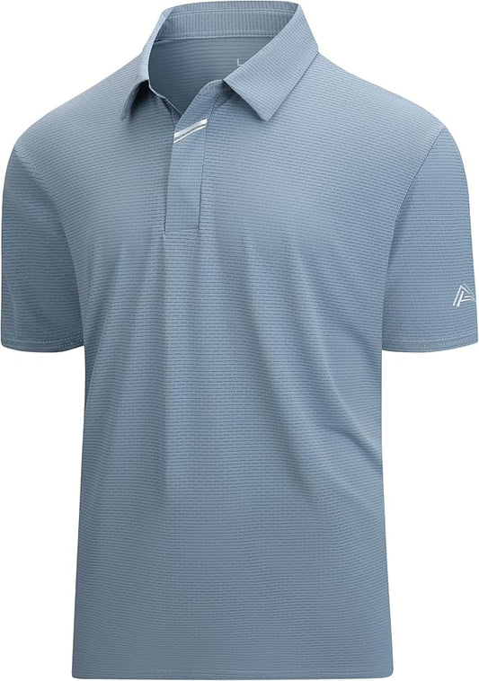 Damipow Premium Golf Shirts for Men Dry Fit Performance Polo Short Sleeve Collared Shirt