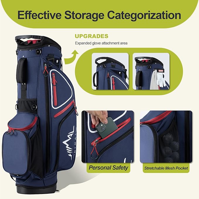 14 Way Golf Stand Bag, Golf Bags for Men with Stand, Top Dividers Ergonomic with 10 Pockets