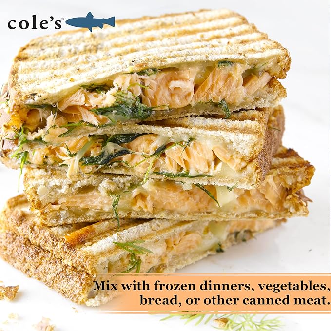 COLE'S Canned Seafood Variety Pack - Salmon, Rainbow Trout in Olive Oil & Trout with Lemon & Cracked Pepper | High in Protein Canned Fish- 3 Pack