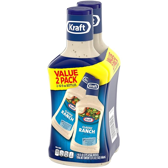 Kraft Classic Ranch Dressing, 16 fl oz Bottles (8 Count, 4 Packs of 2)
