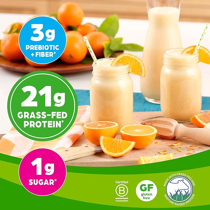 Orgain Whey Protein Powder, Vanilla Bean- 21g Grass Fed Dairy Protein, 5g BCAAs, 3g Prebiotic Fiber, No Sugar Added, No Added Hormones, Gluten Free, Kosher, For Shakes & Smoothies - 1.82lb