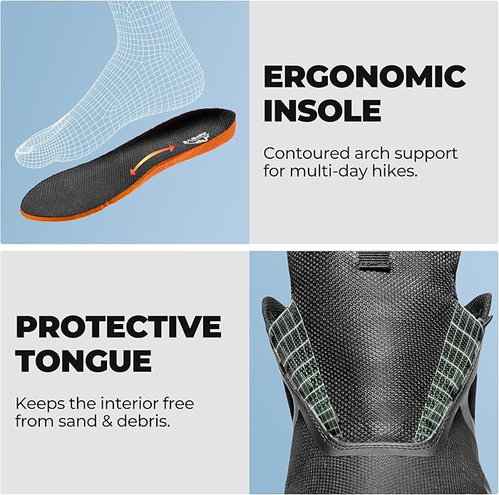 NORTIV 8 Men's Waterproof Hiking Shoes Lightweight Trekking Walking Fashion Sneakers with Arch Support for Camping Tennis Outdoor Training StreamRunner
