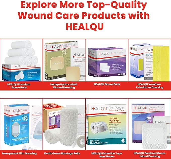 HEALQU 2x2 Gauze Pads Sterile - 100 Non-Stick Gauze Pads - (50 Packs of 2 Pads), Non Woven Gauze Sponges - Super Absorbent Medical Gauze Sponges for Wounds Bulk, First Aid Kits, Medical Facilities