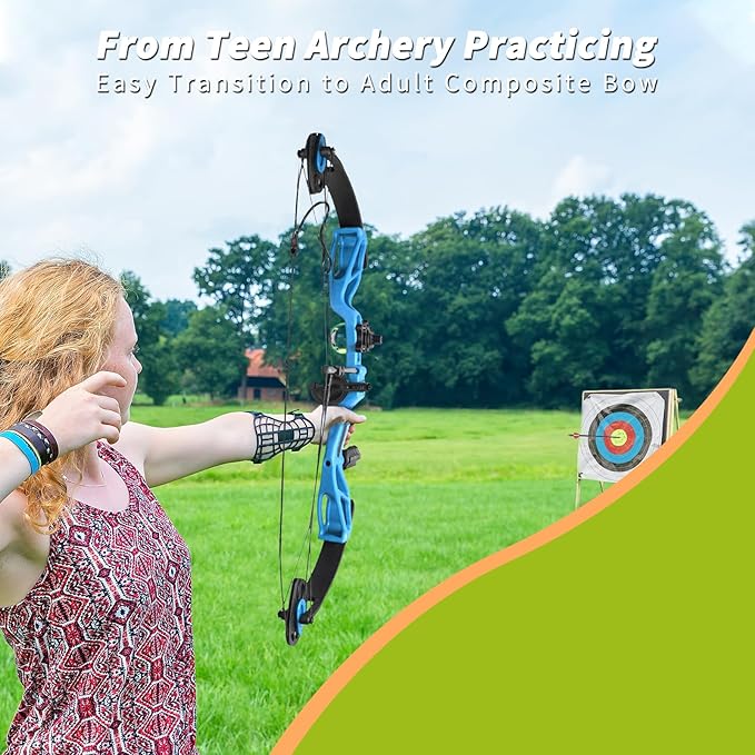 Compound Bow Archery Sets for Youth & Kids,Beginners, Right Hand Compound Bows, Draw Length 18"-27",15-30 lbs Draw Weight, 260fps, Hunting Bow Archery Arrows Set